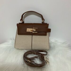 Elegant Brown and Cream Handbag 2-ways Crossbody Bag